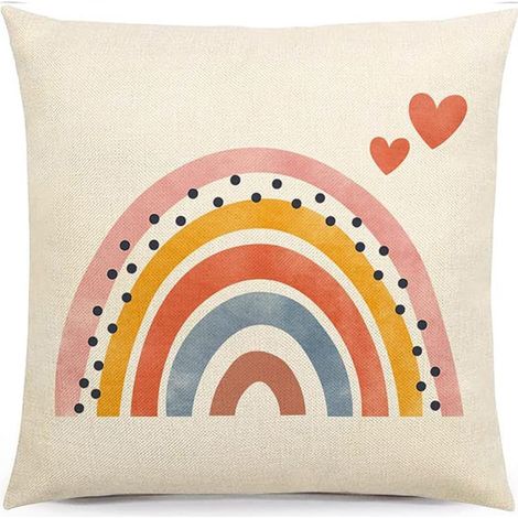 Lot de 4 Housses de Coussin Décoratives Arc-en-Ciel Bohème 45x45 cm, Taies pour Canapé Salon Maison, Sans Garnissage Intérieur (1/5)