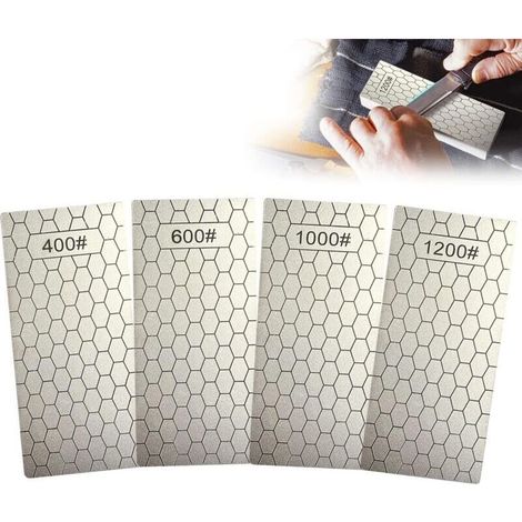 Set di 4 pietre per affilare diamantate – grana 400/600/1000/1200 – struttura a nido d'ape per un'affilatura efficiente – compatte e leggere