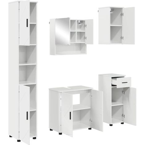 Juego de muebles de baño con cajón con puerta 5 pcs brillante vidaXL