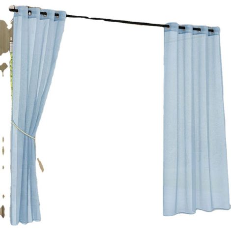 Rideau voile extérieur polyester imperméable, pour terrasse et tonnelle, bleu fumé, poche cachée, 130×214 cm (1/5)
