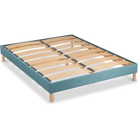 BELLECOUR LITERIE Sommier à lattes en bois LUMIERE 140x190 cm Coloris Vert d'eau Livré en kit (1/4)
