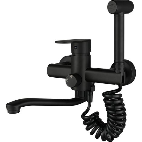 Wall Mounted Kitchen Faucet with Gun and 2 Types of Water Jet Sink Mixer Tap Wall Mounted 360° Swivel Taps (20cm) (1/5)