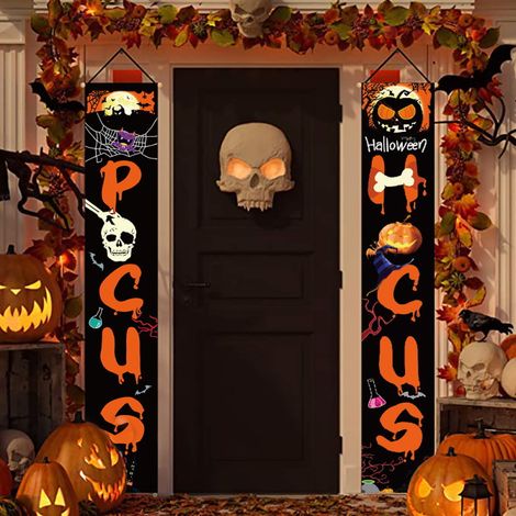 Halloween couplet rideau drapeau scène suspendue atmosphère décoration extérieure fête d'Halloween tissu suspendu tissu Oxford 30 180cm (1/2)