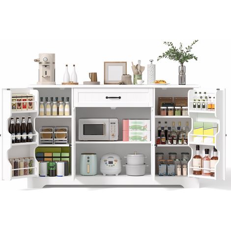 Buffet cuisine 1 tiroir 4 portes rangements intérieurs 142x40x83 (1/5)