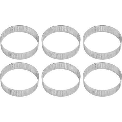 Lot de 10 cercles à tartelettes en acier inoxydable de 8 cm, perforés (1/5)