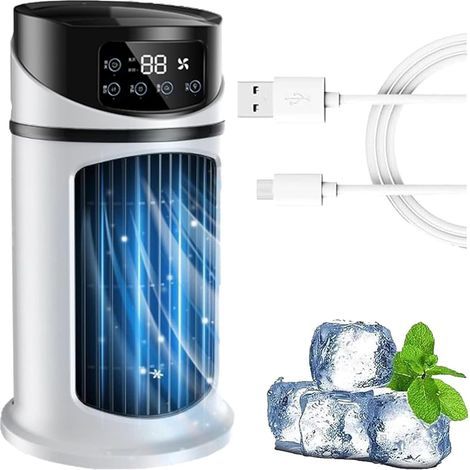 Ventilateur Portable 6 Vitesses avec Brumisateur Fraîcheur Réglable Humidificateur Silencieux pour Bureau et Chambre (1/4)