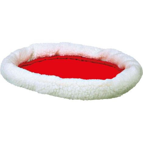 Wendbares Rindsleder, 47x38cm, Weiß-Wolle/Rot