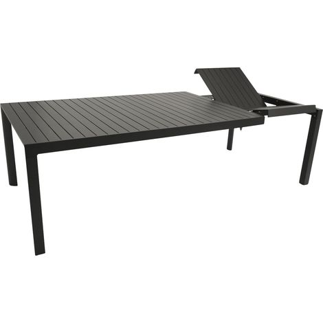 LAGOS: XL Ausziehtisch 195/255x120cm rechteckig, Gestell und Tischplatte Aluminium anthrazit