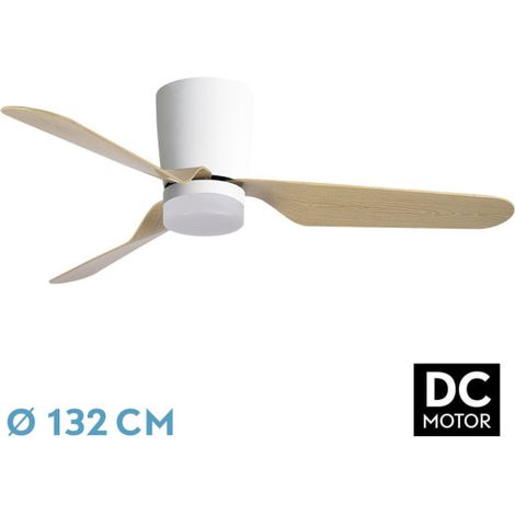 DC Deckenventilator "Kochi" dimmbar mit Fernbedienung und Timer (18W 3CCT 2350lm) weiß und buche