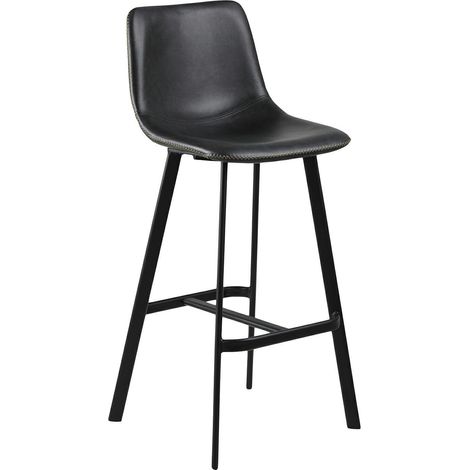 Sgabello da bar Oregon in PU, sgabello loft nero, ecopelle (1/5)