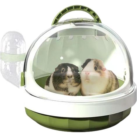 1 Cage de transport portable, PP, 18,6x16cm, respirant, porte 180 degrés, biberon inclus, pour hamster, lapin, cochon d'Inde