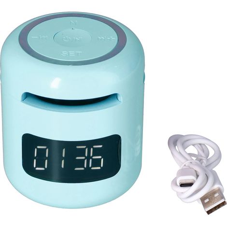 JM01 Multifunktionaler Bluetooth-Lautsprecher mit Uhr, verstellbares tragbares Radio mit blauem LED-Bildschirm