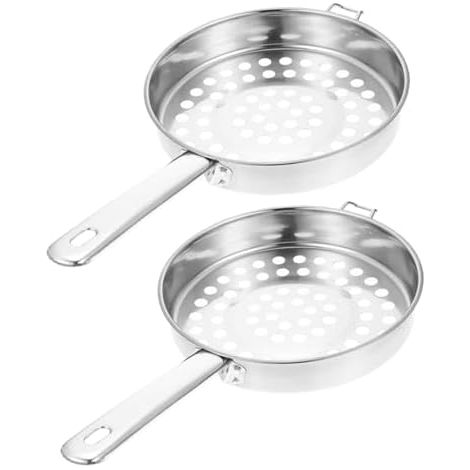 Passoire en acier inoxydable à fond plat, 2 pièces, argentée Passoire en métal pour pâtes et fruits rouges, forme stable, égouttage rapide, résistante à la chaleur, idéale pour la cuisine et le snack (1/5)
