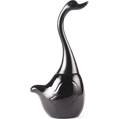 Swan-shaped toilet brush set – Antibacterial material brush holder – Dimensions 11.5 x 11.5 x 35.3 cm – Black (1/5)