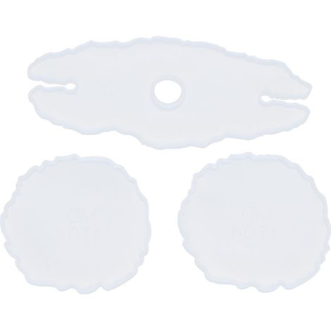 Lot de 3 moules en silicone irréguliers pour support de bouteilles et dessous de verre, DIY résine époxy cristal (1/5)