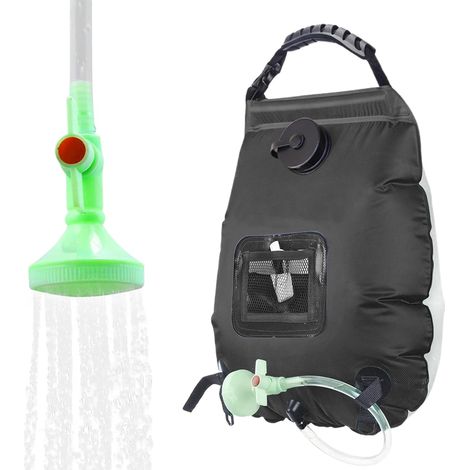 Douche solaire portable - Sac de douche 20L - Chauffage solaire, pommeau et interrupteur - Pour camping, randonnée et piscine - Jardin (1/5)