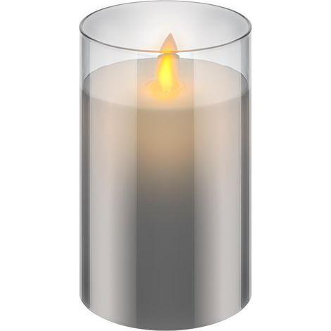 goobay 60371 Vela LED de cera real en vidrio / 12,5cm de altura/Velas sin llama con llama móvil/Velas a pilas/Decoración de mesa con LEDs/Velas LED con temporizador