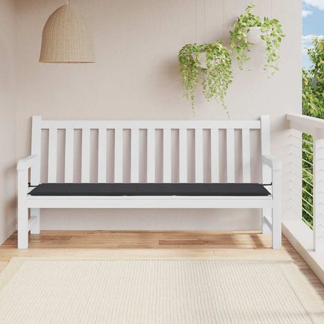 Coussin de banc de jardin noir 200x50x3 cm tissu oxford vidaXL (1/5)