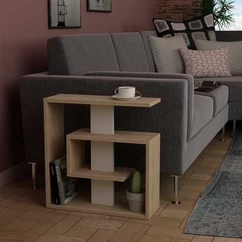 Mesa de Centro Rumbia, Revistero Multiuso, Forma Rectangular, Color Marrón, 55x20x57h cm Roble Marrón (1/3)