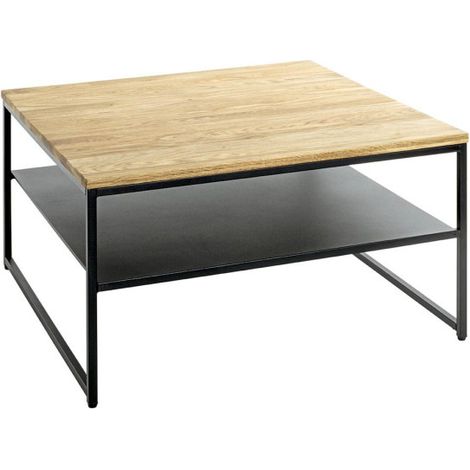 Table Basse Design "Pika" 70cm Chêne & Noir (1/5)