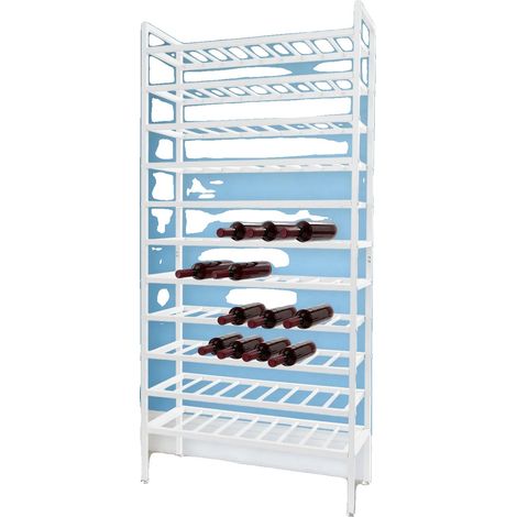 Botellero, material de hierro, 11 niveles, capacidad de carga de 113,4 kg, 80x30x170 cm, color blanco. (1/5)