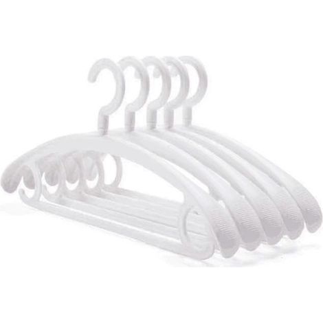Cintres de ménage à épaules larges sans couture pour vêtements adultes et étudiants, blancs, 5 pièces