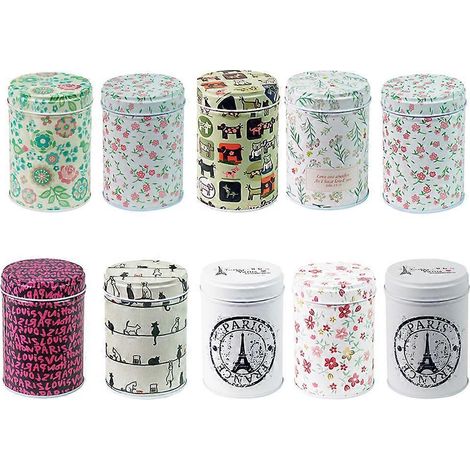 Lot de 6 boîtes en fer-blanc pour bonbons et snacks, boîtes à bonbons cylindriques à double couvercle, idéales pour offrir.-6pcs