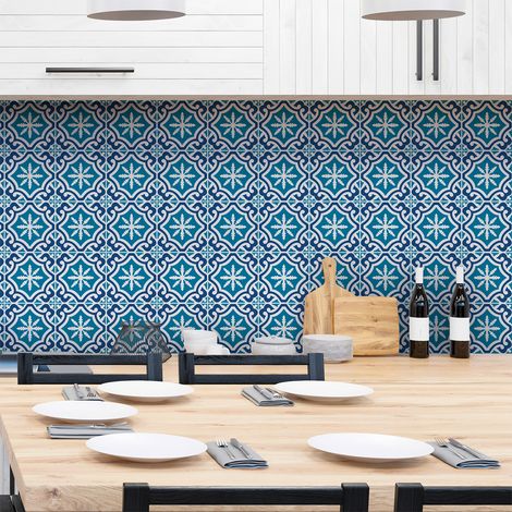 Sticker Mural Carrelage adhésif Cuisine Salle de Bain - 30 STICKERS CARREAUX DE CIMENT AZULEJOS ALISSA - 30stickers10x10cm (1/5)