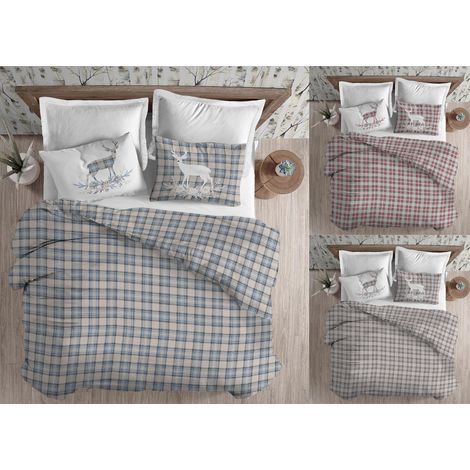 Copripiumino Sacco Piumone Cotone Flanella Pensieri Delicati Dis. Tartan Cervo, misuraSingolocoloreAzzurro (1/5)