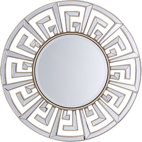 Espejo colgante de pared dorado 70 cm marco decorativo redondo acabado brillante de inspiración tribal geométrica Flers