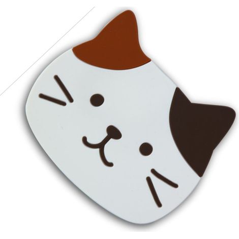 Dessous de verre en silicone antidérapant en forme de chat mignon, imperméables et absorbants, pour la cuisine et la décoration intérieure (marron). (1/5)