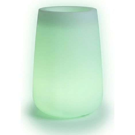Grand vase lumineux design et, Ø43xH75 cm, en polymère résistant avec LED verte, pour l'intérieur et l'extérieur - Fabriqué en Italie - Monacis (1/3)