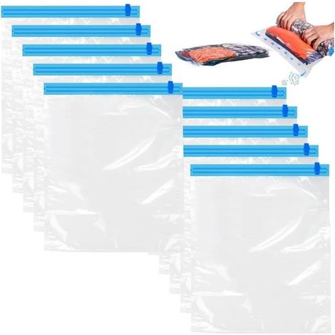 10 petits sacs de compression de voyage (35 x 50 cm), sacs sous vide pour vêtements, valises, étanches et réutilisables, sacs de rangement (aspirateur non inclus) (1/5)