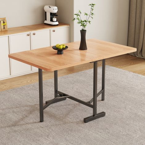 Table de salle à manger élégante et minimaliste de couleur naturelle – Table extensible 120 cm x 80 cm, pliable et facile à ranger, style minimaliste moderne, structure en alliage haute résistance