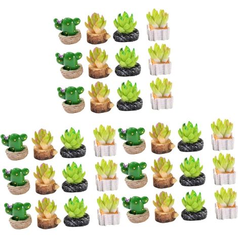 36pièces Miniatures De Cactus De Figurines Décoratives Pot pour Maison Bureau Et Voiture Décoration Vivid Et Réaliste pour Ambiance Agréable (1/5)