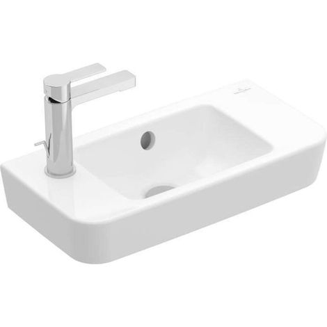 Villeroy & Boch O.novo - Lavamani Compact 50x25 cm, con troppopieno, 1 con foro per miscelatore a sx, bianco alpino 4342L501
