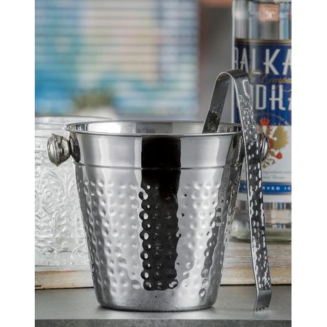 Secchiello Porta Bottiglie Champagne in Acciaio + Pinza 14 x h. 13 cm (1/2)