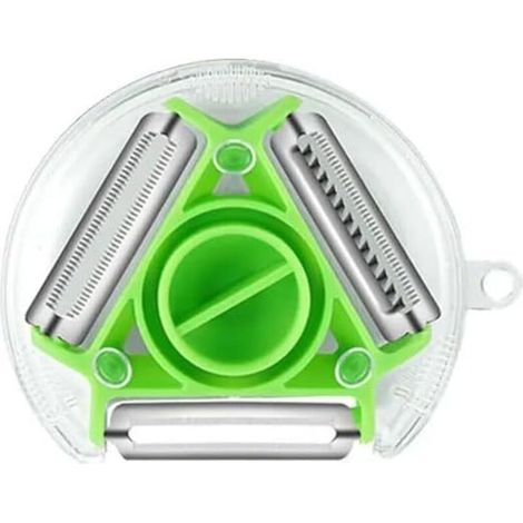 3-in-1 Multifunctional Stainless Steel Rotating Kitchen Peeler, Potato Peeler, Grater, Chopper, Vegetable and Fruit Peeler (Green) (1/5)