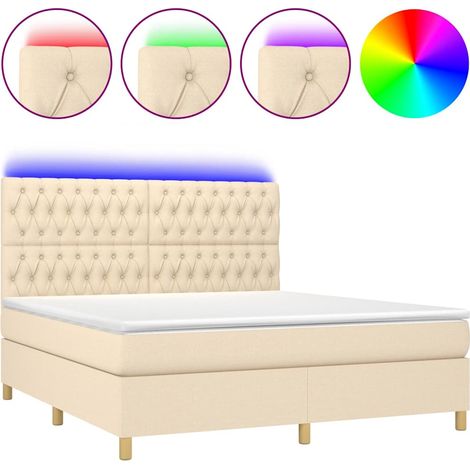 Maison Exclusive - Boxspringbett mit Matratze & LED Creme 180x200 (1/5)