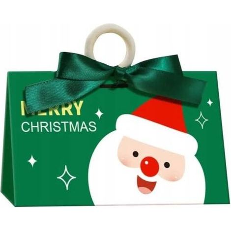 ECARLA Borsa decorativa natalizia con fiocco 17x10x8,5cm Merry Christmas Green OPO37 (1/5)