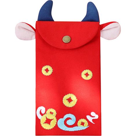Enveloppe Rouge En Forme De Taureau Brode Nouvel An Enveloppe Rouge Tissu Paquet Rouge Nouvel An Chinois Paquet