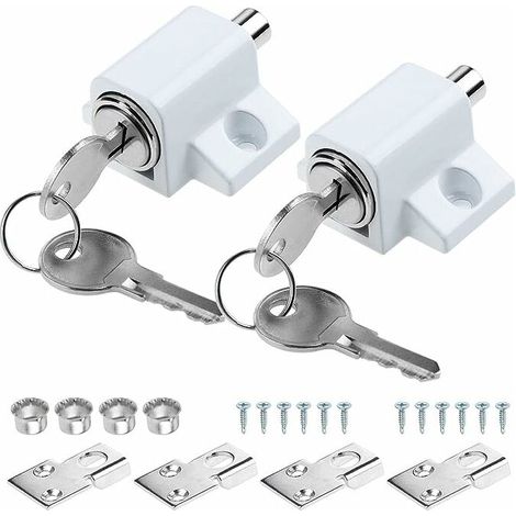 Nazalus-Hot Sale-GU.B/good 2 x weiße Schiebe-Terrassentürschlösser mit festem Riegel, Fenster-Sicherheitsschloss