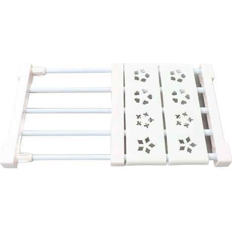 Étagère extensible blanche à tension pour placard, sans perçage, télescopique, avec séparateur, largeur 24 cm et longueur 30 à 40 cm (11,8 à 15,7 pouces). (1/5)