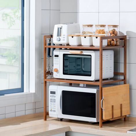 Wooden Spice Rack Organizer with Hooks (1/4)