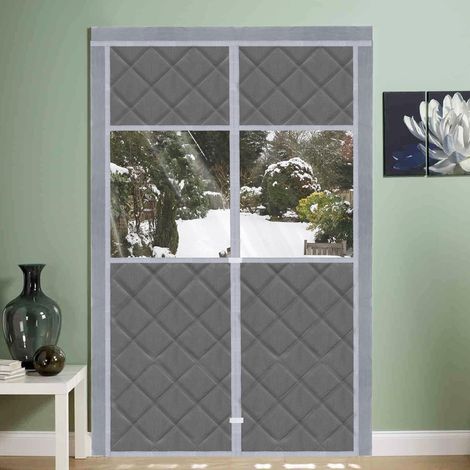 Pottwal Magnetischer Thermoschutzvorhang mit transparentem Fenster, 90x210cm, Thermo Türvorhang, Selbstschließend, Wasserdicht & Winddicht, Isolationsschutz, Thermovorhang (1/5)