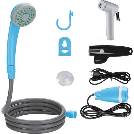 Ducha portátil para acampar: ducha con cabezal y manguera, ducha portátil para exteriores, ideal para viajes, camping, jardín y playa.
