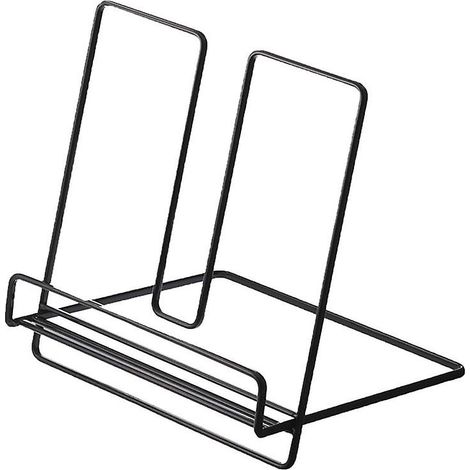Multifunktionales schwarzes Eisen-Schreibtischregal, moderner und schlichter Stil, mit ausziehbarer Stütze (20,5 cm x 3,6 cm x 21,2 cm) (1/3)