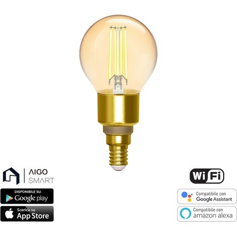 Lampadina Led Vintage a Filamento Smart G45 E14 4,5W WiFi CCT luce regolabile e dimmerabile Aigostar (1/5)
