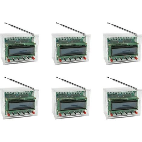RDA5807 6-teiliges elektronisches FM-Radio-Lötset, einstellbare Frequenz 87-108MHz, mit LCD-Bildschirm und LED-Anzeigen, geeignet für DIY-Projekte.