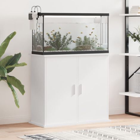 Meuble Blanc Pour aquariums de 80 X 30 cm. 2 Portes Support solide et stable pour aquariums (1/5)